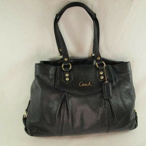 Coach "Ashley" Black Leather Python Satchel